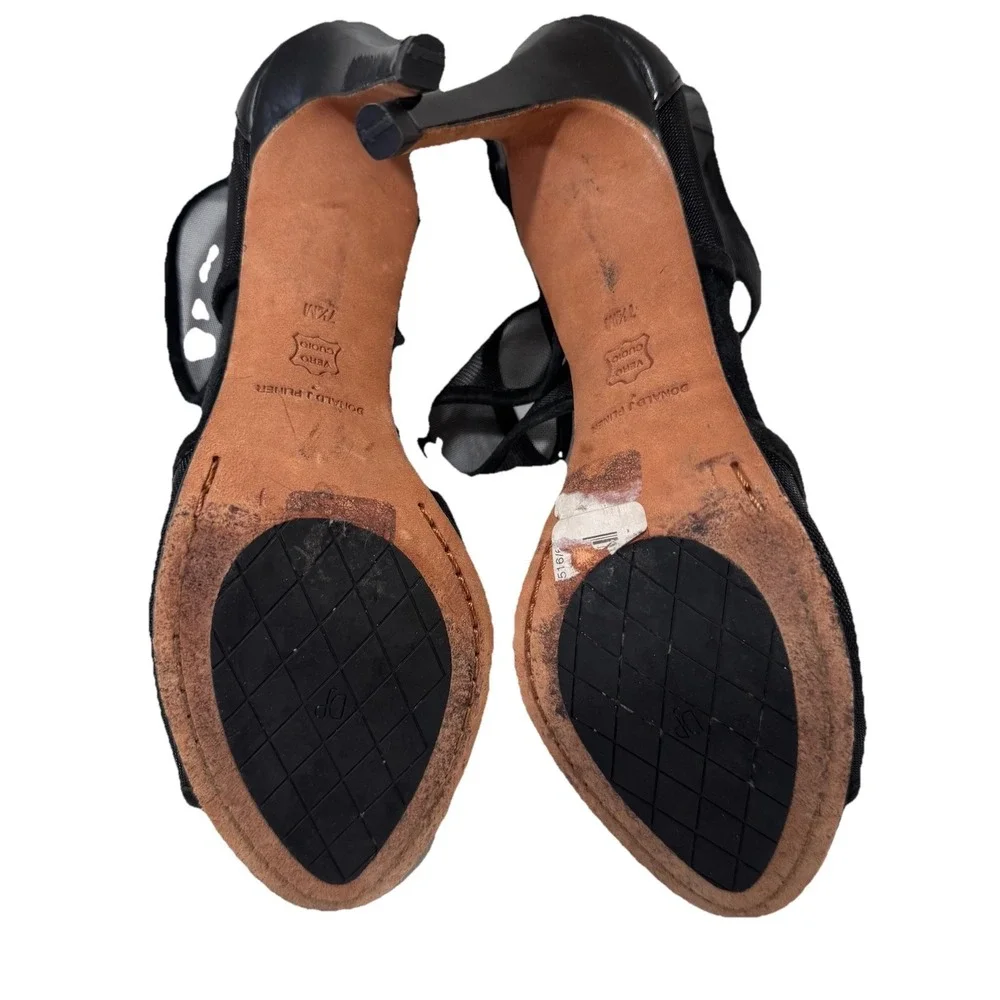 Donald J Pliner Adele‎ Women's Heel Sandals Black Mesh Zip Closure Women's 7.5M